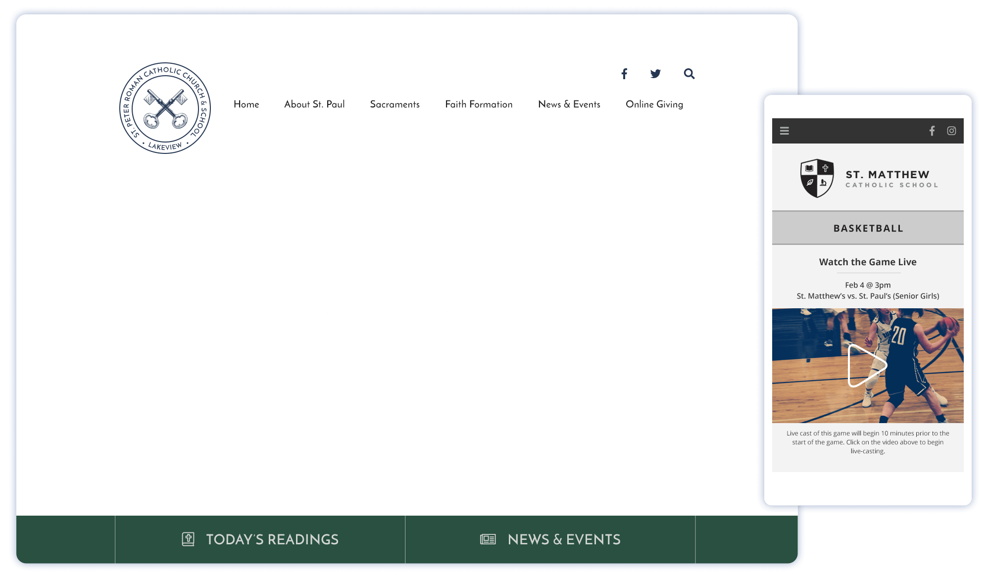 Desktop and mobile live stream of Mass and diocesan events
